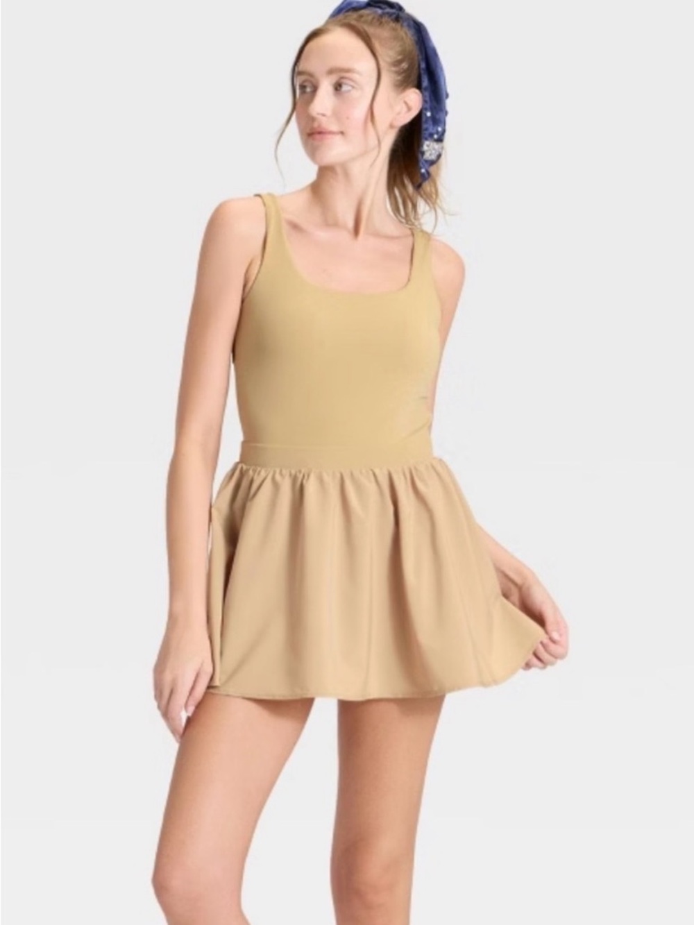 JoyLab Beige Scoop-Neck Tank Dress